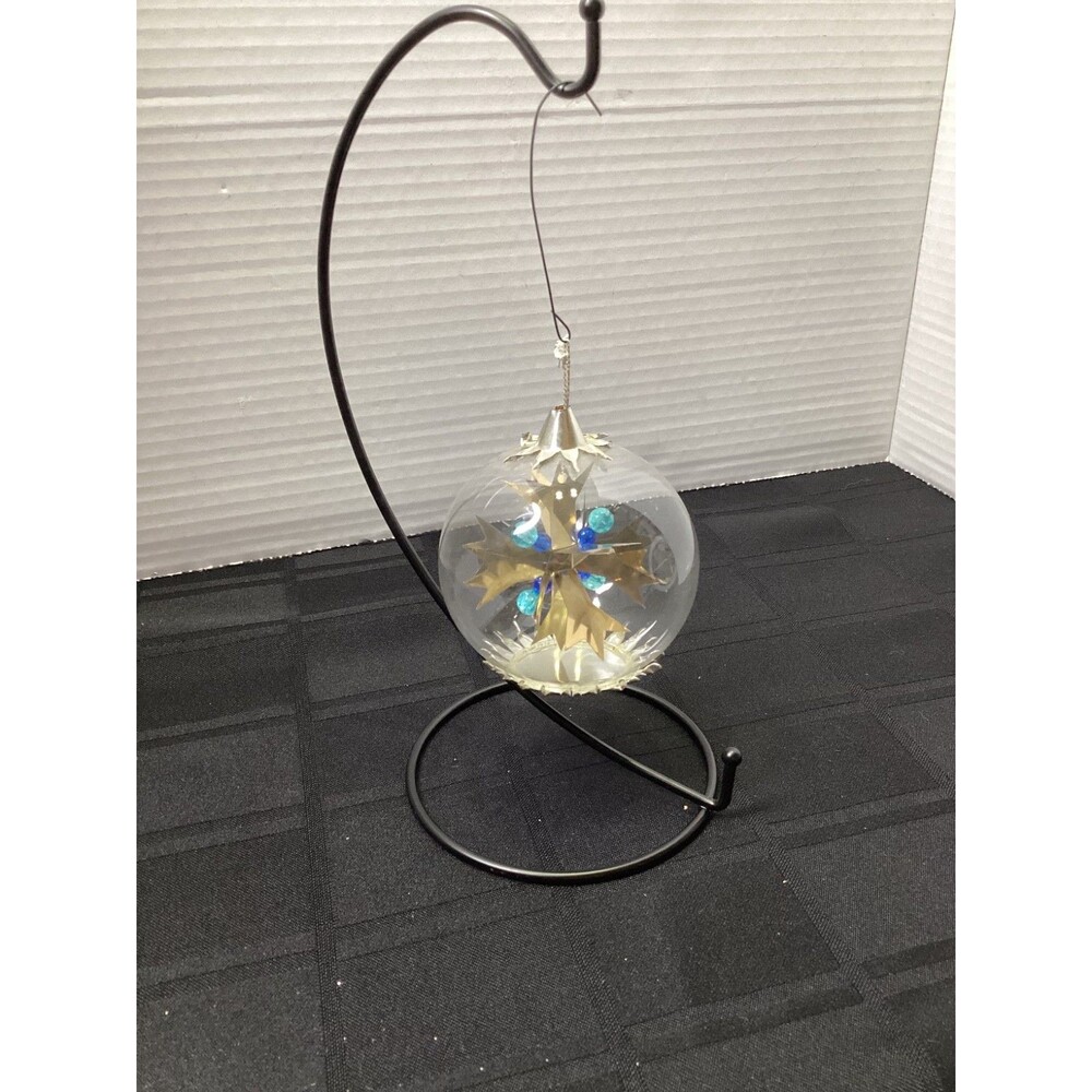 Vintage Germany Glass Christmas Ball with Silver Foil Pinwheel Bluecystal beads